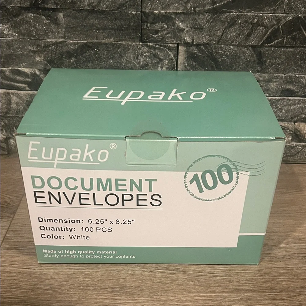 Eupako White Rigid Document Envelopes 6.25 x 8.25‎ - Box of 95